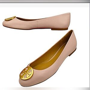 Tory Burch Blush Flats with Gold Emblem